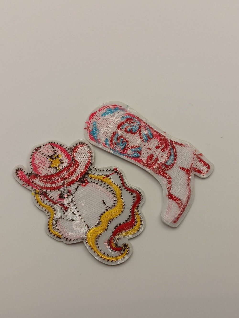 Rodeo Cowgirl & Pink Cowboy Boot Embroidered Iron On Patch Pair, Western - Picture 3 of 4